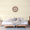 Yellow Gold Geometric Chevron Embossed Wallpaper, 3D Textured, Non-Woven, Non-Pasted, Large 114 sq ft Roll, Washable, Removable, Luxury - Walloro Luxury 3D Embossed Textured Wallpaper 