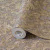 Beautiful Brown Damask Shiny Embossed Plain Wallpaper, 3D Washed Textured, Non-Woven, Non-Pasted, Large 114 sq ft Roll, Washable, Removable - Walloro Luxury 3D Embossed Textured Wallpaper 
