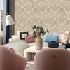 Stylish Damask Deep Embossed Textured Wallpaper, Shiny Ivory, Non-Woven, Non-Adhesive, Extra-Large 114 sq ft Roll, Washable, Durable - Walloro Luxury 3D Embossed Textured Wallpaper 