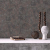 Brown Distressed Metallic Wallpaper, Deep Embossed Shiny Rustic Aged Industrial Design - Walloro Luxury 3D Embossed Textured Wallpaper 