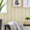 Light Yellow Striped Textured Wallpaper, Stripes Wallcovering, Extra Large 178 sq ft, Large Stripes Wallpaper, Stylish Wall Paper, Washable - Walloro Luxury 3D Embossed Textured Wallpaper 