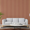 Red Timeless Bold Striped Wallpaper, Flocked Textured Velvet Feeling Thick Lines Wallcovering - Walloro Luxury 3D Embossed Textured Wallpaper 