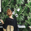 Green Black Palm Trees Embossed Wallpaper, Rich Textured Wallcovering, Large 114 sq ft Roll, Washable, Sturdy, Plants Leaves, Green Wall Decor - Walloro Luxury Embossed Textured Wallpaper 