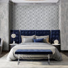 Silver Geometric Chain Pattern Wallpaper, Deep Embossed Stylish Sparkling Luxury Design - Walloro Luxury Embossed Textured Wallpaper 
