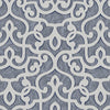 Blue Lace Trellis Wallpaper, Shiny Silver Gold Patterns Faded Colors Damask Design - Walloro Luxury 3D Embossed Textured Wallpaper 
