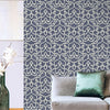 Blue Lace Trellis Wallpaper, Shiny Silver Gold Patterns Faded Colors Damask Design - Walloro Luxury 3D Embossed Textured Wallpaper 