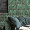 Green Feathers Pattern Embossed Wallpaper, Tropical 3D Textured Birds Vivid Wallcovering - Walloro Luxury Embossed Textured Wallpaper 