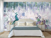 Peacock Forest Wall Mural, Green Scenic Non-Woven Nature Theme Large Wall Poster, Non-Adhesive Modern Jungle Wall Art - Walloro Luxury Embossed Textured Wallpaper 