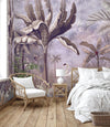 Purple Modern Luxury Tropical Wallpaper, Swan, Non-Woven Custom Wall Mural, Non-Adhesive, Washable, Decorative, Removable, Home Decor Wall Art - Walloro Luxury Embossed Textured Wallpaper 