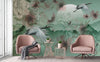 Birds Scene Wall Mural, Green Botanical Tropical Wallpaper, Nature, Customized Wall Mural, Durable, Non-Woven Wall Paper, Non-Adhesive, Removable - Walloro Luxury Embossed Textured Wallpaper 