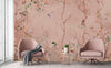 Birds Trees Nature Scene Wallpaper, Tropical Botanical Wall Mural, Pink Customized Wallpaper, Home Decor, Bedroom, Store, Forest Large Wall Art - Walloro Luxury Embossed Textured Wallpaper 