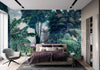 Flamingos Tropical Trees Wallpaper, Green Nature Wall Mural, Jungle Forest Scene, Non-Woven, Non-Pasted, Removable, Custom Exotic Wall Print Art - Walloro Luxury Embossed Textured Wallpaper 