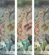 Green Tropical Forest Theme Wallpaper, Animals Wall Mural, Giraffe, Birds, Leaves, Jungle, Non-Pasted, Large Wall Art, Removable, Nature Theme - Walloro Luxury Embossed Textured Wallpaper 