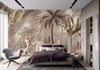 Nature Forest Wallpaper, Birds Palm Tree Wall Mural, Brown Jungle Theme Large Wall Art, Non-Woven, Non-Adhesive, Removable, Exotic Wall Paper - Walloro Luxury Embossed Textured Wallpaper 