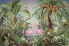 Flamingo Nature Theme Wall Mural, Green Forest Wallpaper, Custom Wall Mural, Wall Poster Home Interior Decor, Non-Adhesive, Non-Woven, Washable, Removable - Walloro Luxury Embossed Textured Wallpaper 