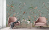 Extra Large Chinoiserie Floral Wallpaper, Birds Blossom Green Wall Mural, Custom Size, Luxury, Modern Wall Paper, Non-Pasted, Washable, Removable - Walloro Luxury Embossed Textured Wallpaper 