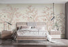 White Chinoiserie Floral Wall Mural, Birds Tree Flowers Wallpaper, Custom Size Wall Covering, Non-Woven, Non-Adhesive, Removable, Washable - Walloro Luxury Embossed Textured Wallpaper 