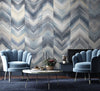 Modern Chevron Wall Mural, Blue Oversized Large Herringbone Wallpaper, Custom Size Geometric Wall Covering, Non-Woven, Non-Pasted, Removable - Walloro Luxury Embossed Textured Wallpaper 