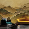 Mountain Scenic Wall Mural, Yellow Nature Wallpaper, Custom Size Wall Covering, Non-Woven, Non-Pasted, Removable, Washable, Extra Large Bird Art - Walloro Luxury Embossed Textured Wallpaper 