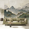 Mountain Scenic Wall Mural, Green Nature Wallpaper, Custom Size Wall Covering, Non-Woven, Non-Pasted, Removable, Washable, Extra Large Bird Art - Walloro Luxury Embossed Textured Wallpaper 