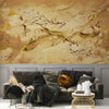 Large Marble Effect Wall Mural, Yellow Japan Koi Pond Fish Wallpaper, Elegant Abstract Stone Wall Covering, Removable, Modern, Non-Pasted, Stylish - Walloro Luxury Embossed Textured Wallpaper 