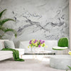 Large Marble Effect Wall Mural, White Japan Koi Pond Fish Wallpaper, Elegant Abstract Stone Wall Covering, Removable, Modern, Non-Pasted, Stylish - Walloro Luxury Embossed Textured Wallpaper 