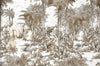 Palm Trees Drawing Wallpaper, Yellow White Large Hand Drawn Wall Mural, Custom Size Wall Covering, Non-Woven, Non-Pasted, Washable, Removable - Walloro Luxury Embossed Textured Wallpaper 