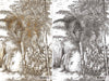 Black and White Palm Trees Drawing Wallpaper, Large Hand Drawn Wall Mural, Custom Size Wall Covering, Non-Woven, Non-Pasted, Washable, Removable - Walloro Luxury Embossed Textured Wallpaper 