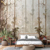 Nature Trees Wall Mural, Yellow Forest Theme Wallpaper, Large Jungle Custom Size Wall Art, Non-Woven, Non-Pasted, Removable, Washable, Covering - Walloro Luxury Embossed Textured Wallpaper 