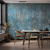 Blue Bloom Flowers Wall Mural, Floral Blossom Wallpaper, Oversized Nature Art Customized Wall Covering, Non-Woven, Non-Adhesive, Removable - Walloro Luxury Embossed Textured Wallpaper 