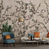Peony Chinoiserie Blossom Wall Mural, Light Green Floral Bloom Wallpaper, Oversized Contemporary Custom Size Wall Art, Non-Woven, Non-Pasted, Removable - Walloro Luxury Embossed Textured Wallpaper 