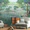 Nature Landscape Wall Mural, Green Trees Scene Wallpaper, Flowers Extra Large Custom Size Wall Art, Non-Woven, Non-Pasted, Removable, Washable - Walloro Luxury Embossed Textured Wallpaper 