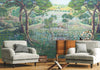 Nature Landscape Wall Mural, Green Trees Scene Wallpaper, Flowers Extra Large Custom Size Wall Art, Non-Woven, Non-Pasted, Removable, Washable - Walloro Luxury Embossed Textured Wallpaper 