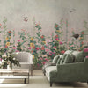 Floral Blossoms Wallpaper, Pink Flowers Birds Wall Mural, Oversized Custom Size Wall Art, Non-Woven, Non-Adhesive, Modern Wall Paper, Removable - Walloro Luxury Embossed Textured Wallpaper 