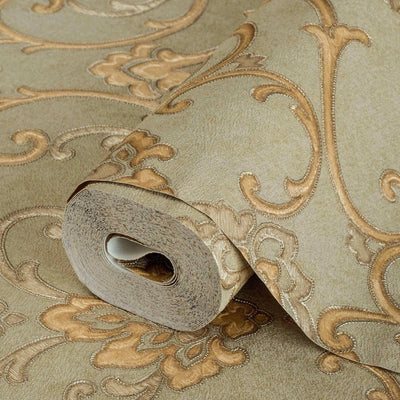 Beautiful Damask Deep Embossed Wallpaper, 3D Textured Wallcovering, Traditional, Extra Large 114 sq ft Roll, Elegant Wallpaper, Washable - Walloro High End Wallcoverings & More