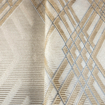 Beige, Brown Luxurious Argyle Pattern Embossed Wallpaper, Diomand Shape 3D Textured Shimmering - Walloro High End Wallcoverings & More