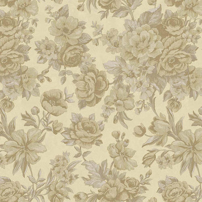 Beige Charming Floral Deep Embossed Wallpaper, Bloom Blossom Flower Design Interior Wall Decor - Walloro High End Wallcoverings & More