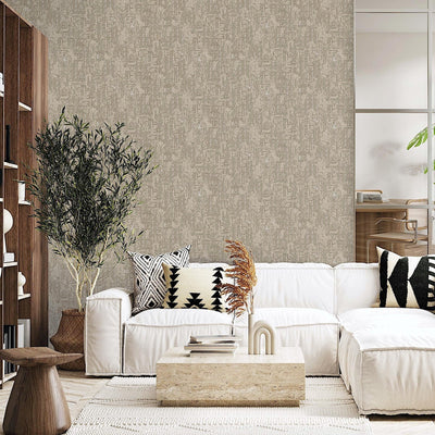 Beige Distressed Solid Color Wallpaper, 3D Embossed Shiny Wallcovering, Weathered Effect - Walloro High End Wallcoverings & More