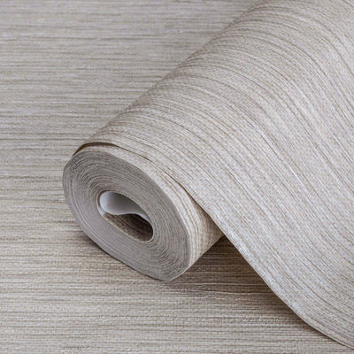 Beige Elegant Striped Embossed Wallpaper, Jute Natural Color Linen Textured Wallcovering - Walloro High End Wallcoverings & More