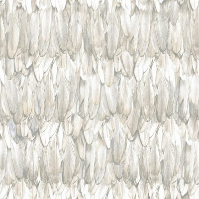 Beige Feathers Pattern Embossed Wallpaper, Tropical 3D Textured Birds Vivid Wallcovering - Walloro High End Wallcoverings & More