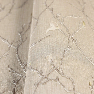 Beige Floral Blossom Embossed Wallpaper, Flower Branches Chinoiserie Wallcovering - Walloro High End Wallcoverings & More