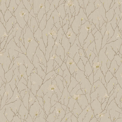 Beige Floral Blossom Embossed Wallpaper, Flower Branches Chinoiserie Wallcovering - Walloro High End Wallcoverings & More