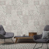 Beige Gray Elegant Patchwork Deep Embossed Wallpaper, 3D Textured Luxury Damask Wallcovering - Walloro High End Wallcoverings & More