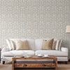 Beige Lace Trellis Wallpaper, Shiny Silver Gold Patterns Faded Colors Damask Design - Walloro High End Wallcoverings & More