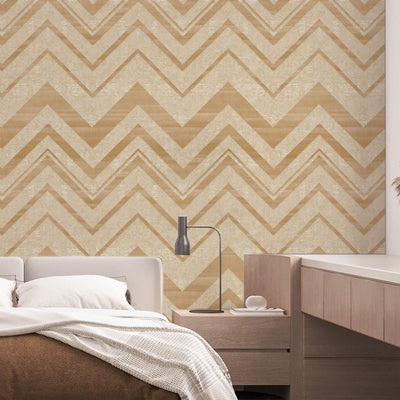 Beige Large Modern Chevron 3D Embossed Wallpaper, Modern Rich Textured Wallcovering - Walloro High End Wallcoverings & More