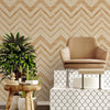 Beige Large Modern Chevron 3D Embossed Wallpaper, Modern Rich Textured Wallcovering - Walloro High End Wallcoverings & More