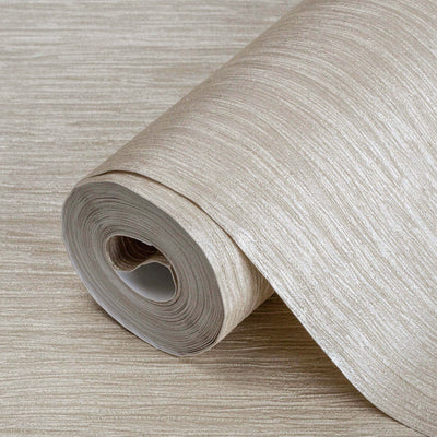 Beige Modern Dark Embossed Wallpaper, Shiny Neutral 3D Linen Textured, Wallcovering, Traditional, Extra Large 114 sq ft Roll, Fabric - Walloro High End Wallcoverings & More