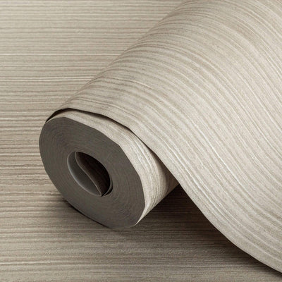 Beige Modern Embossed Striped Wallpaper, Plain Solid Color Textured Wallcovering - Walloro High End Wallcoverings & More