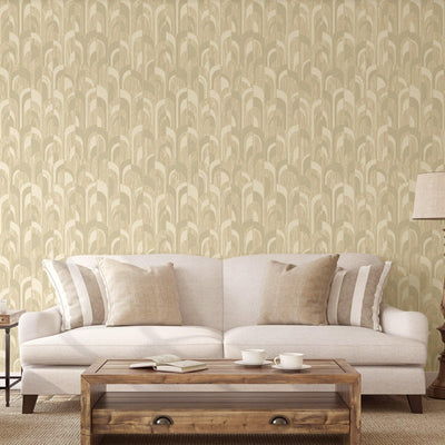 Beige Round Shapes Deep Embossed Wallpaper, Modern Geometric Flocked Wallcovering - Walloro High End Wallcoverings & More