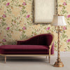 Beige Timeless Floral Embossed Rose Wallpaper, Flocked Vivid Color Rose Flowers Pattern - Walloro High End Wallcoverings & More